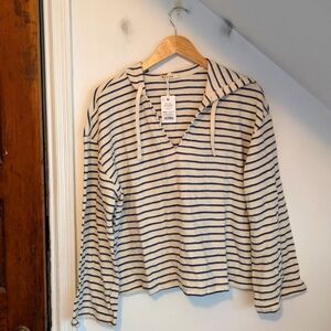 Marine Layer Blue and White Striped Hoodie